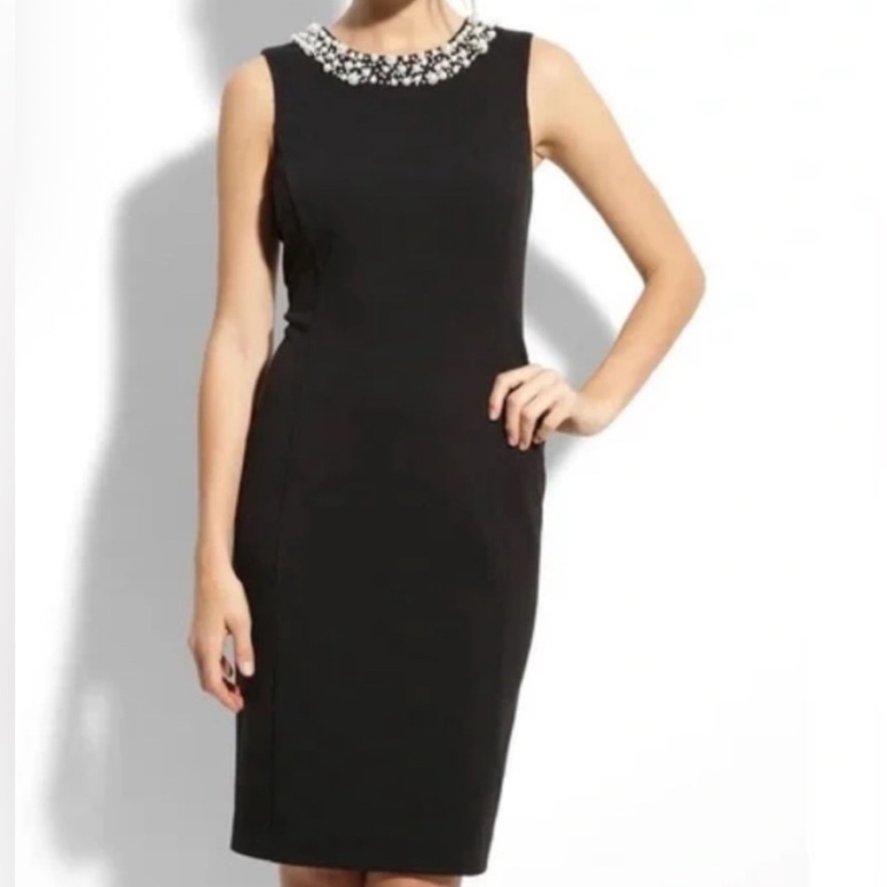 Andrew Marc Black Dress with Pearl Embellishments